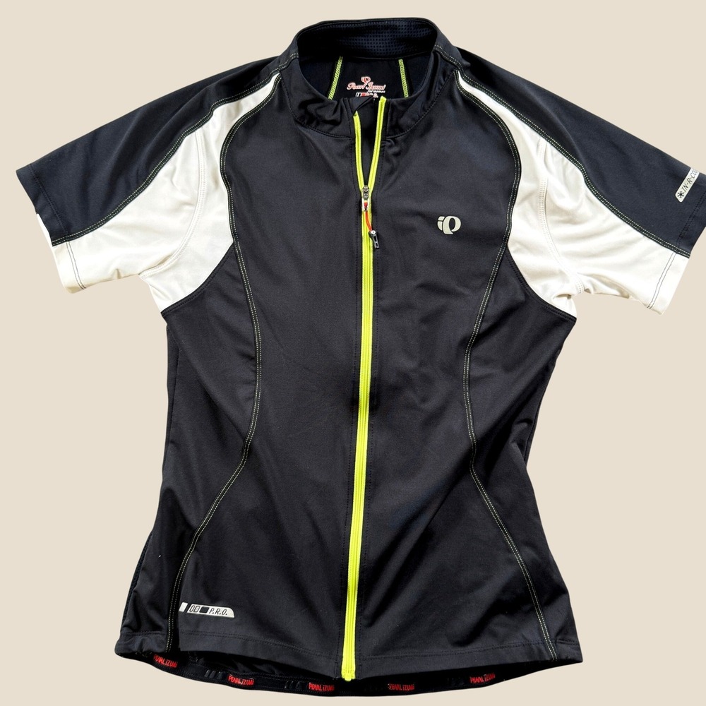 Pearl Izumi Cycling Jersey Women L Black In-R-Cool Pro Short Sleeve Biking Top